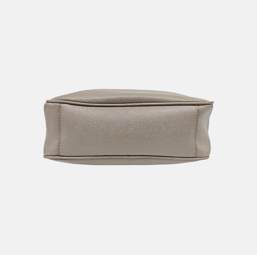 Furla 灰色皮革壓紋單肩包斜挎包 金色五金-5