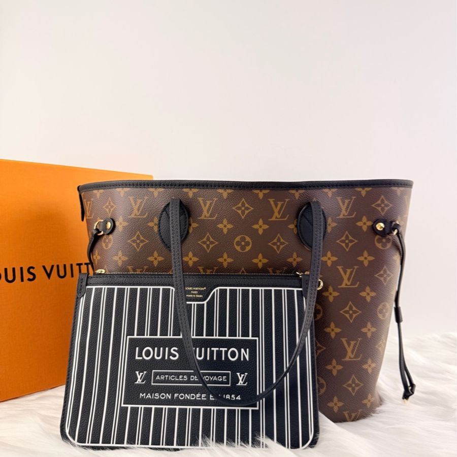 全新現貨26年帶票,LV neverfull中號反轉黑 nf中號黑色雙面反轉-1