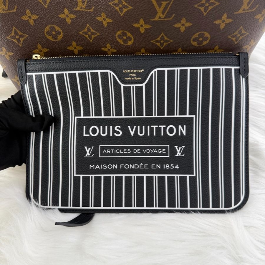 全新現貨26年帶票,LV neverfull中號反轉黑 nf中號黑色雙面反轉-5