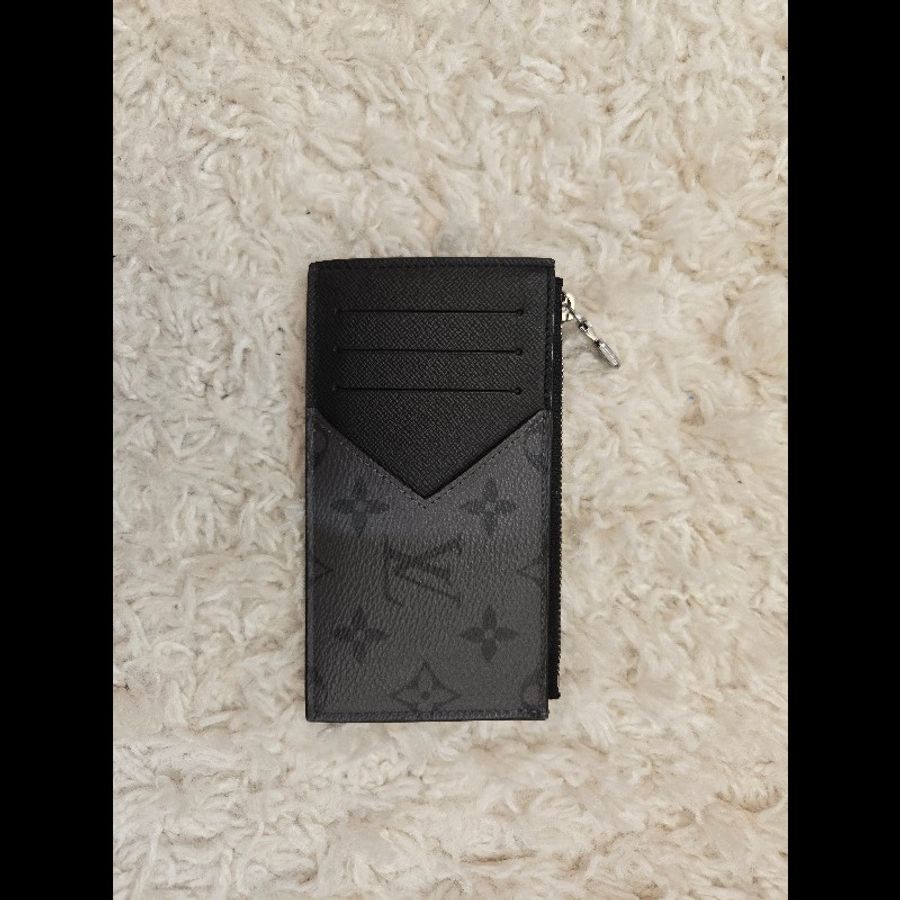 Louis Vuitton LV Eclipse M69533 帆布印花牛皮飾邊拉鍊卡夾零錢包-2