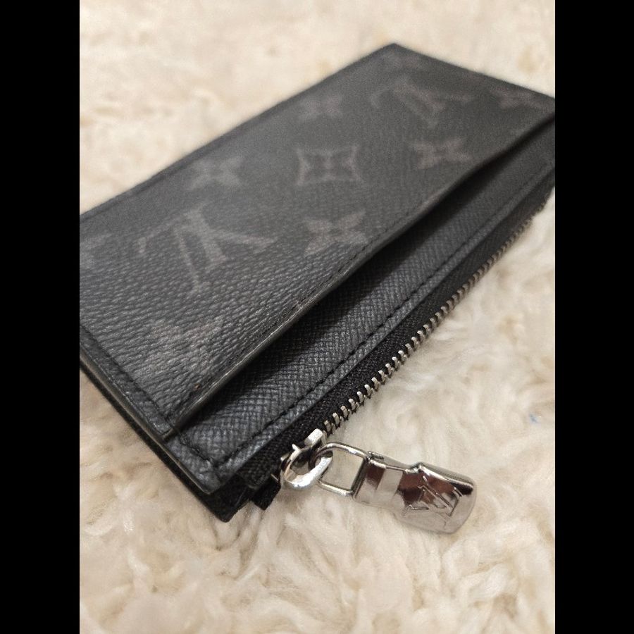 Louis Vuitton LV Eclipse M69533 帆布印花牛皮飾邊拉鍊卡夾零錢包-4