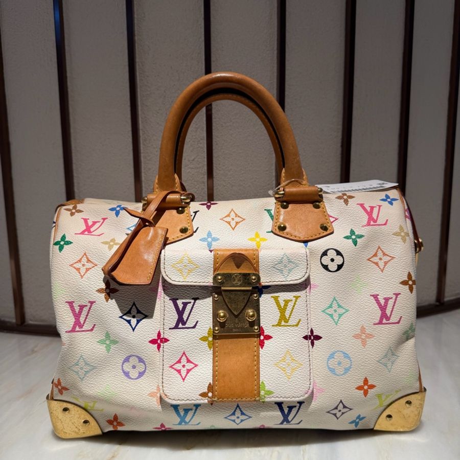 【93新 ✨ 全網最低價!】 LV 白三彩 波士頓speedy30 手提款 (喜歡的話直接下單❗️❗️)-4