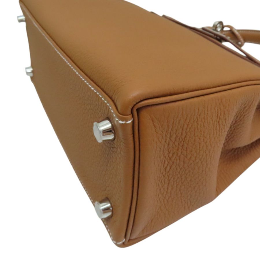 金棕色 Clemence 牛皮 Kelly 25 凱莉包 两用包 W刻 銀扣【HERMES 愛馬仕】-8