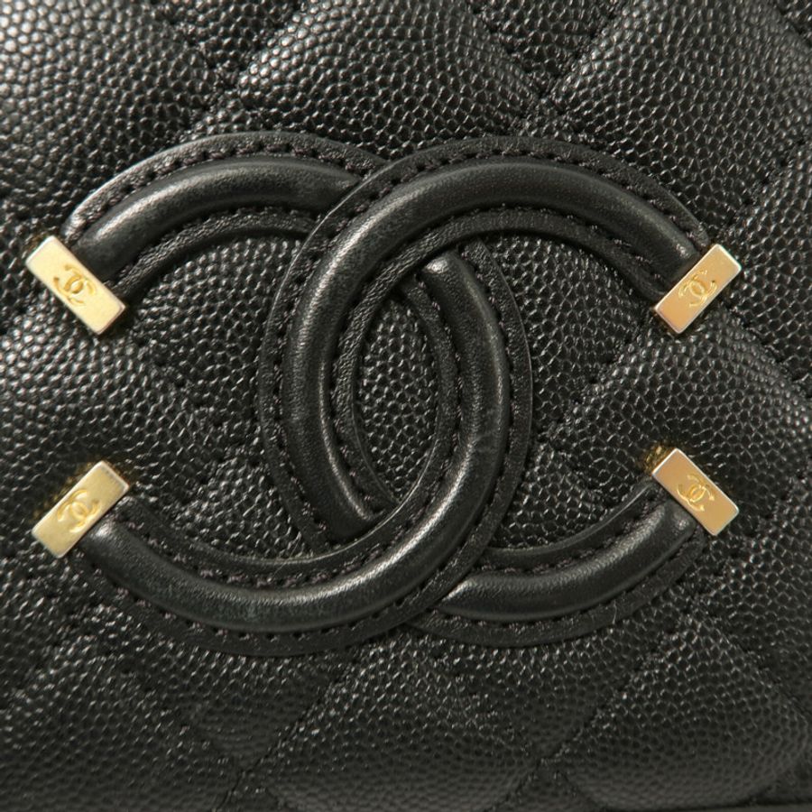 CHANEL 牛皮皮革Vanity Case 17cm鏈帶手挽肩背兩用袋-5