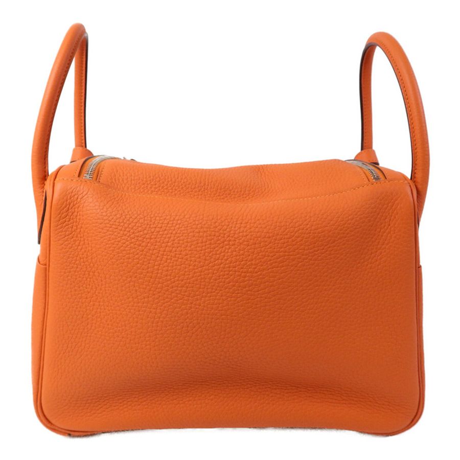 HERMES Clemence皮革Lindy 30手挽肩背兩用袋Orange Poppy-1