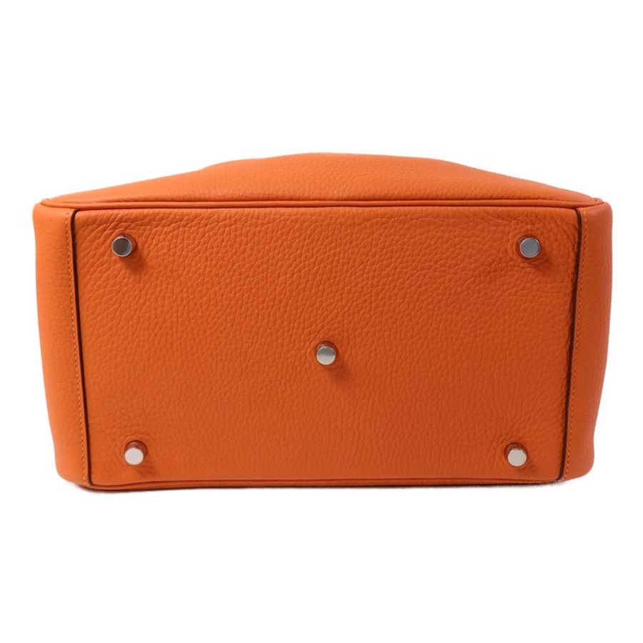 HERMES Clemence皮革Lindy 30手挽肩背兩用袋Orange Poppy-3
