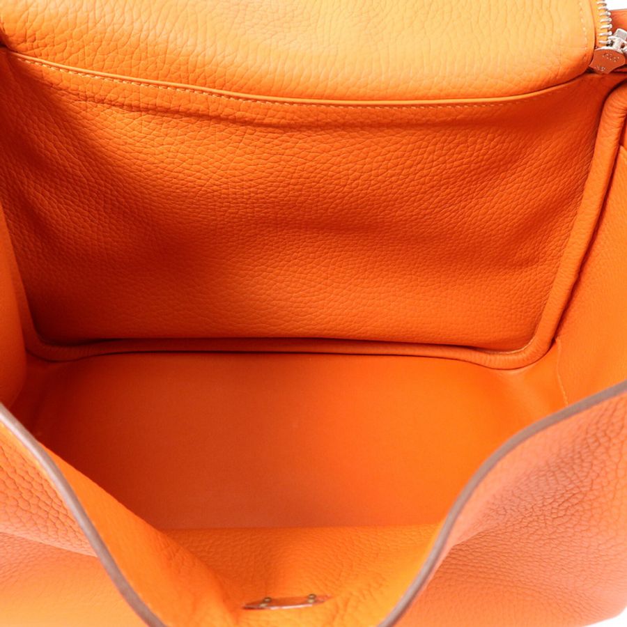 HERMES Clemence皮革Lindy 30手挽肩背兩用袋Orange Poppy-4