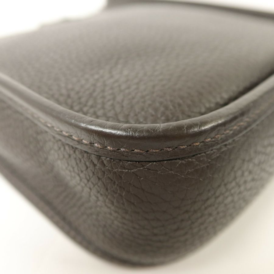 HERMES Clemence皮革Evelyne TPM肩背袋Chocolat-10