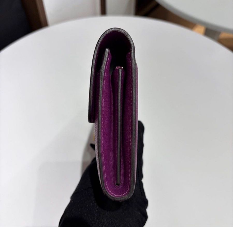 🌈Hermes💜Constance Wallet💜P9海葵紫金扣🌟98新🌈evercolor皮🌟constancewallet🌟constance🌟長銀包🌟愛馬仕🌟-5