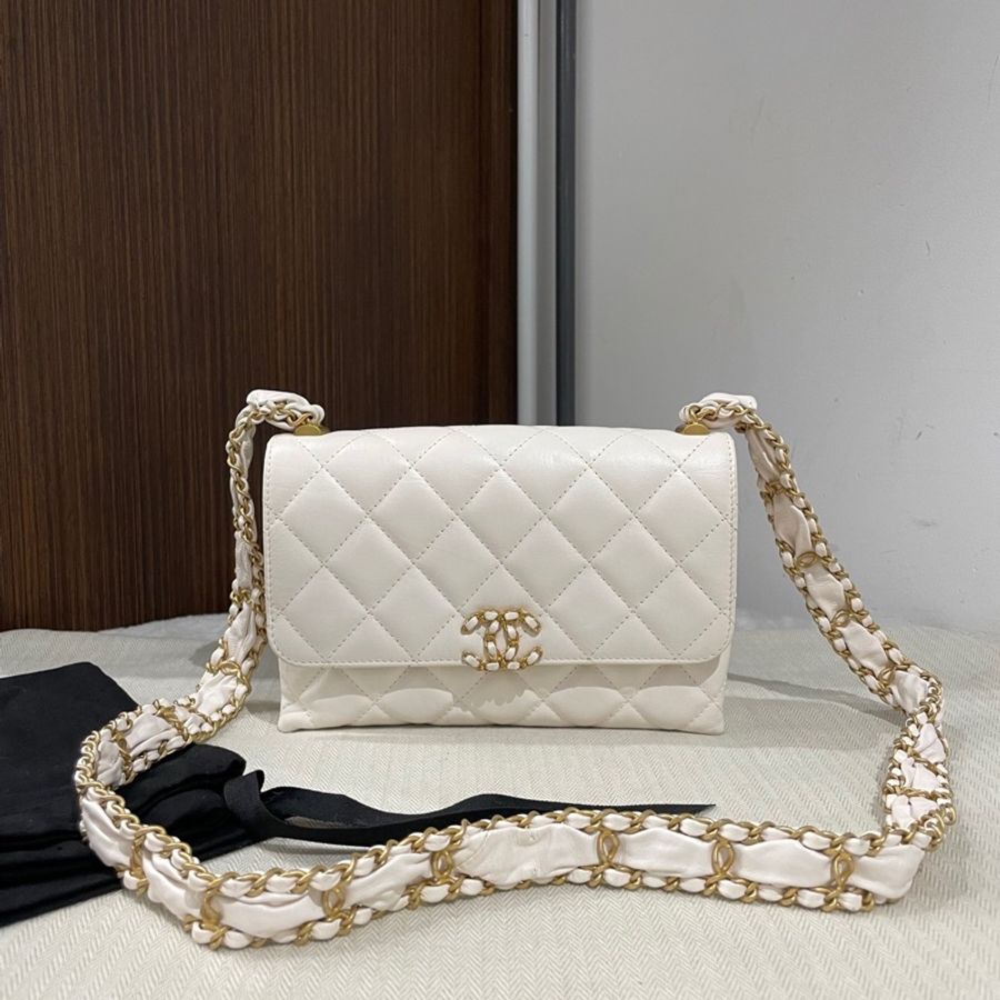 Chanel香奈兒23k白色風琴包,23年芯片,尺寸13/18/6cm,有塵袋-1
