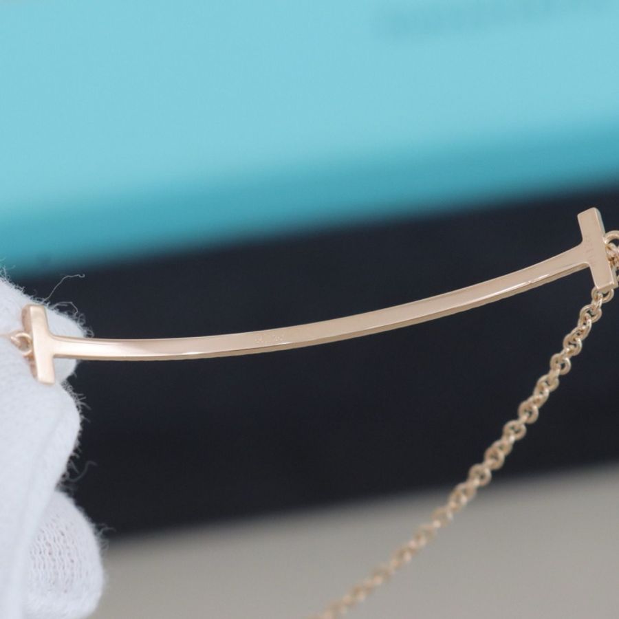 Tiffany 微笑滿鑽手鍊,18K玫瑰金鑲鑽,配件盒子-7