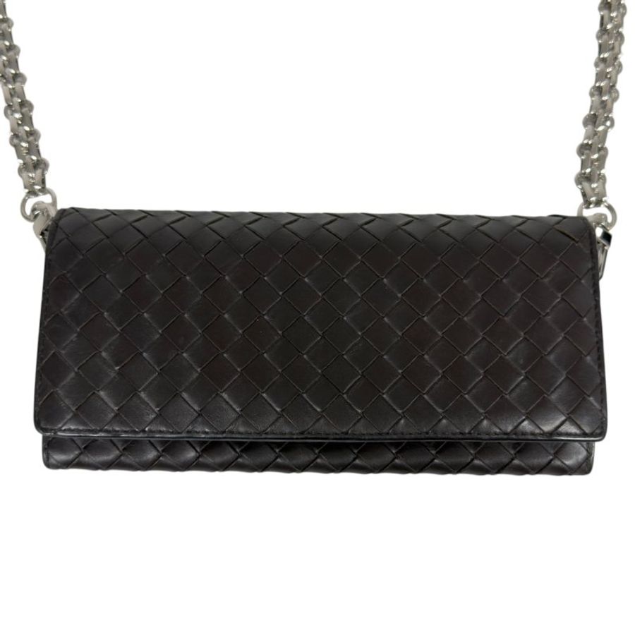 BOTTEGA VENETA *自加鏈>送無品牌扣+無品牌鏈帶* 織皮 斜揹袋-1