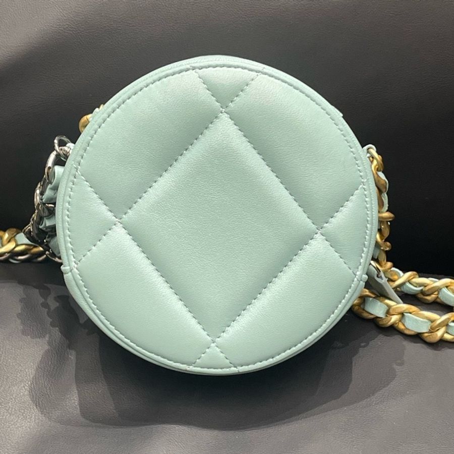 CHANEL/香奈兒19bag鴛鴦鏈條菱格紋 小羊皮圓餅包 尺寸:12*7*12 年份:29開 附件:防塵袋 保卡-1