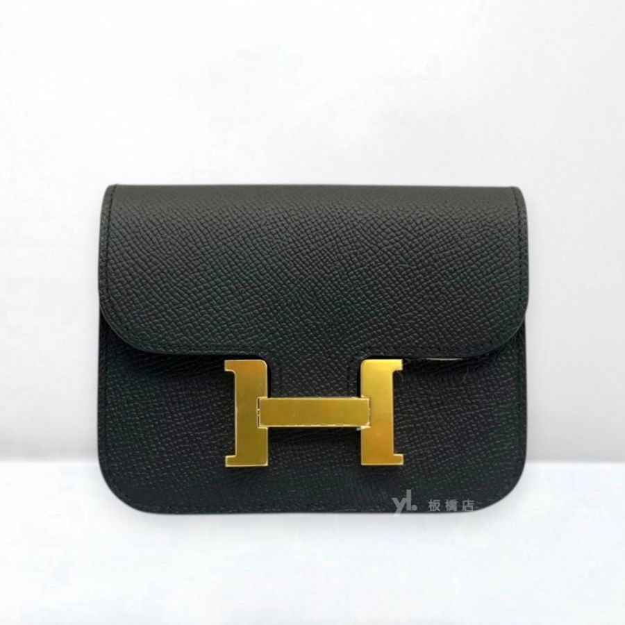 S5452-Hermes Mini Constance Slim Epsom 89黑色金釦短夾-0