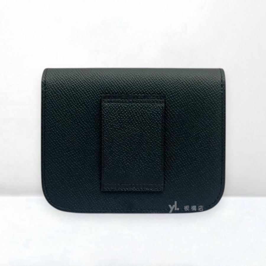 S5452-Hermes Mini Constance Slim Epsom 89黑色金釦短夾-3