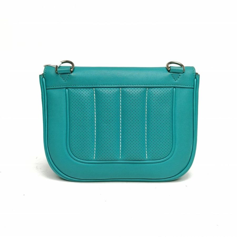 HERMES BerlineMini20孔雀藍Swift皮X刻銀扣肩背包-2