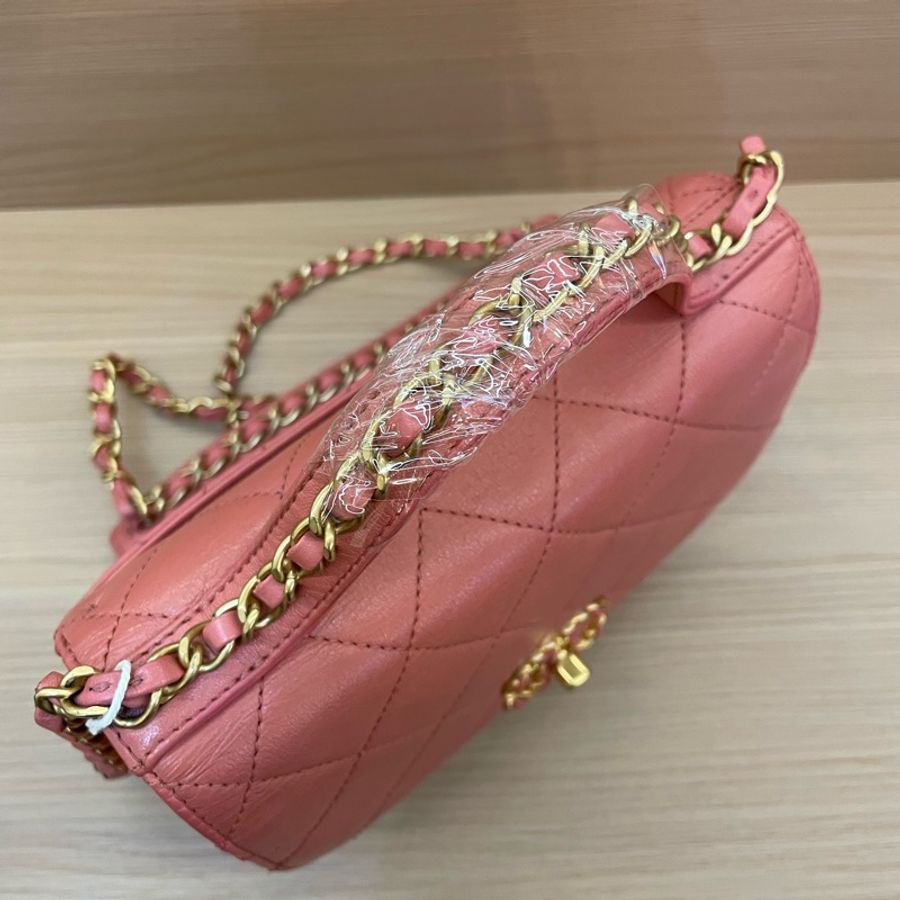 Chanel 香奈儿 19bag 28開 珊瑚粉 邮差手提斜挎链条包 有塵袋 無卡 無盒子 尺寸底長20*高14*寬6cm-8