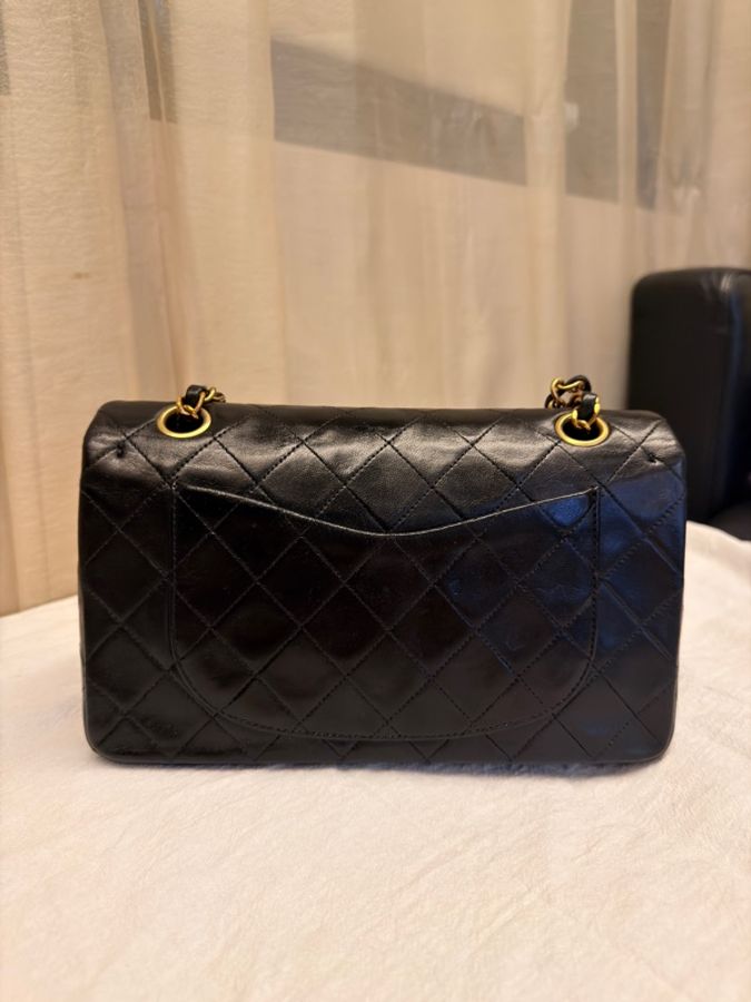 Chanel Classic Flap 23cm Vintage 老香 黑金 羊皮|有保卡-12