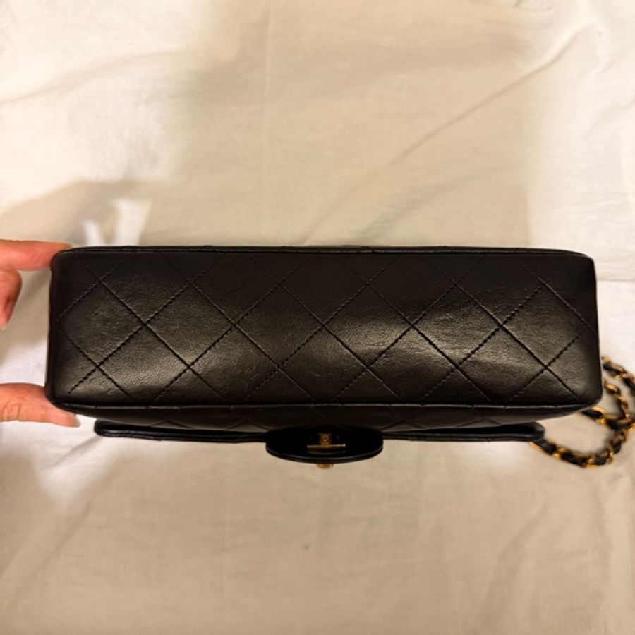 Chanel Classic Flap 23cm Vintage 老香 黑金 羊皮|有保卡-13