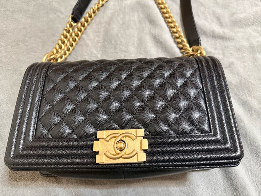Chanel Boy 25 黑金 牛皮-9