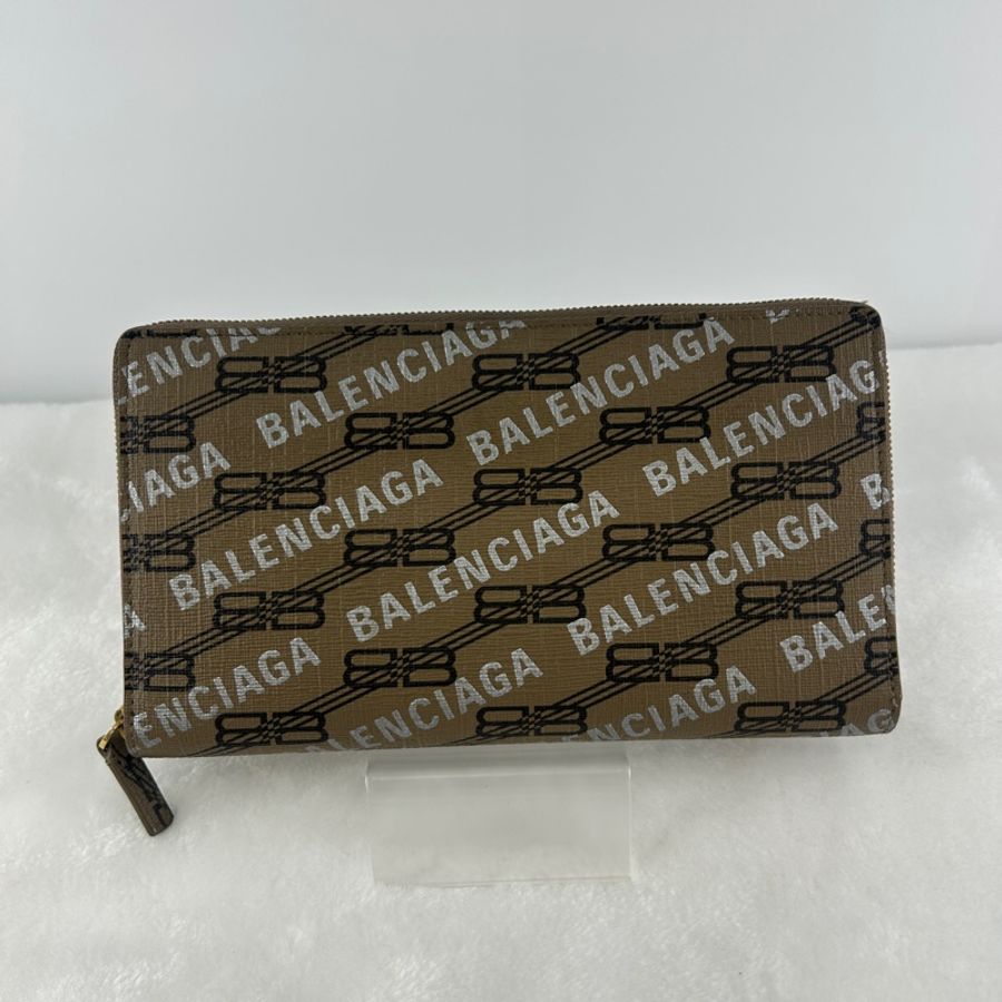 BALENCIAGA 品牌LOGO印花經典拉鍊長夾-1