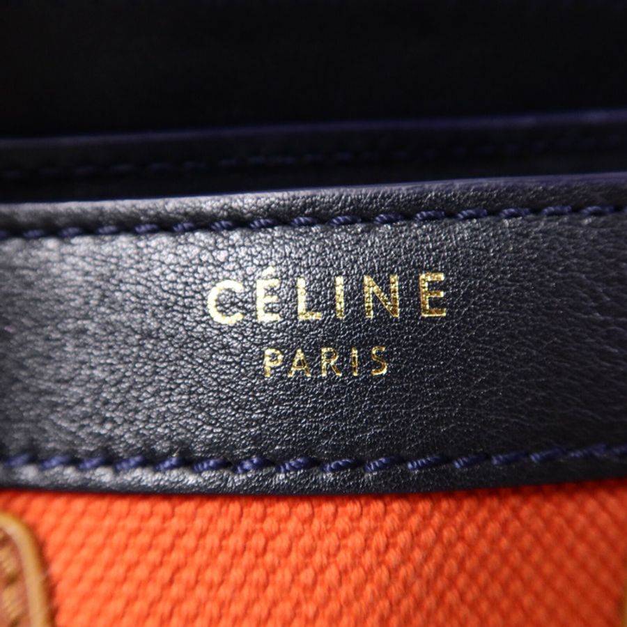 CELINE 牛皮皮革/帆布Nano Luggage手挽肩背兩用袋-14