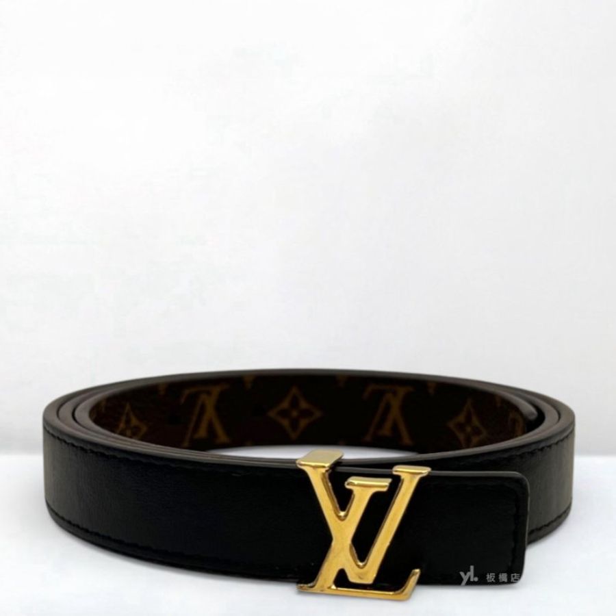 Y1979-LV Iconic 雙面原花拼黑牛皮皮帶M0431V-0