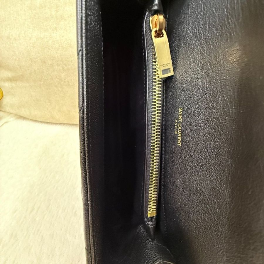 ❤️SAINTAURENT YSL COLLEGE❤️全新中性絎縫皮革手袋 學院包 黑金 🎉520大優惠價 $69,999🎉-13