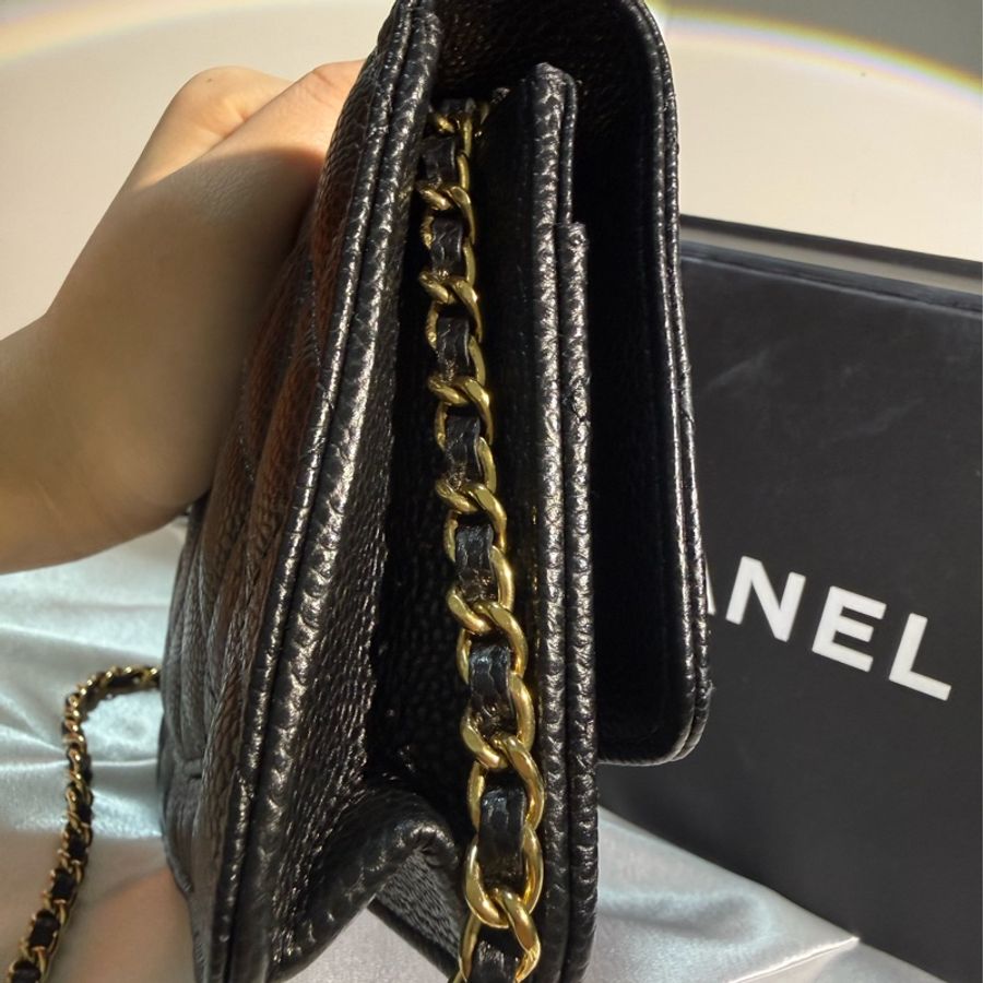 Chanel 經典魚子醬WOC|黑金|斜背鏈條包|日本購入✨-3