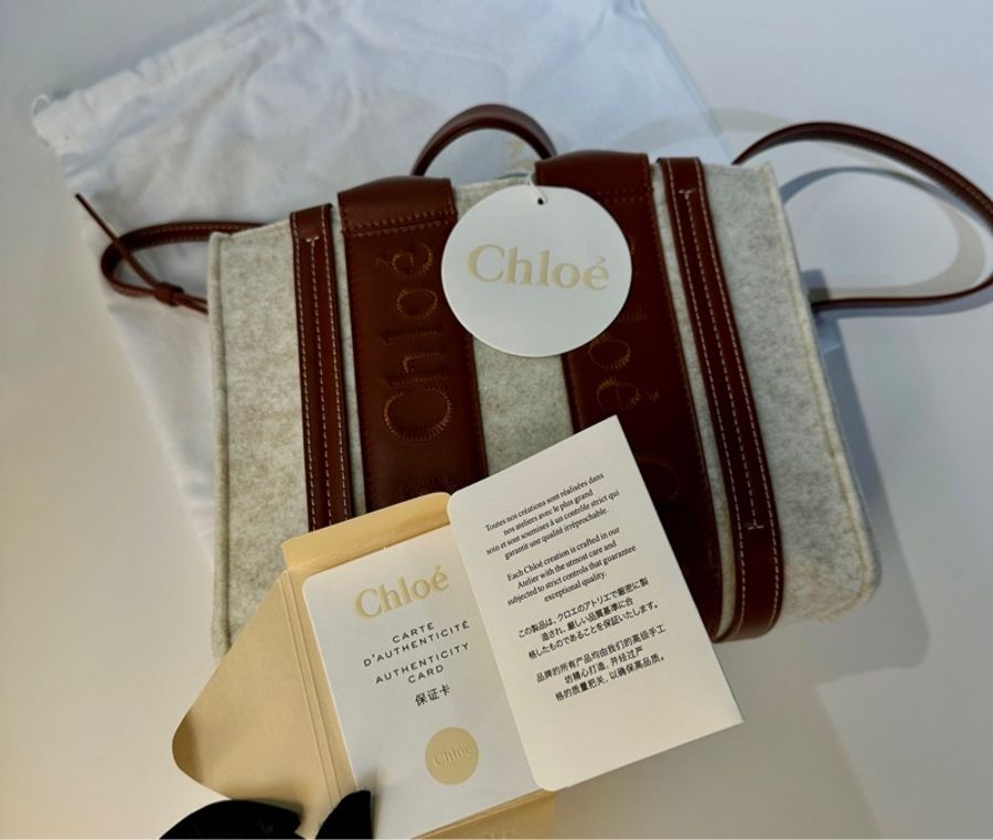 Chloe 毛呢Tote woody-3