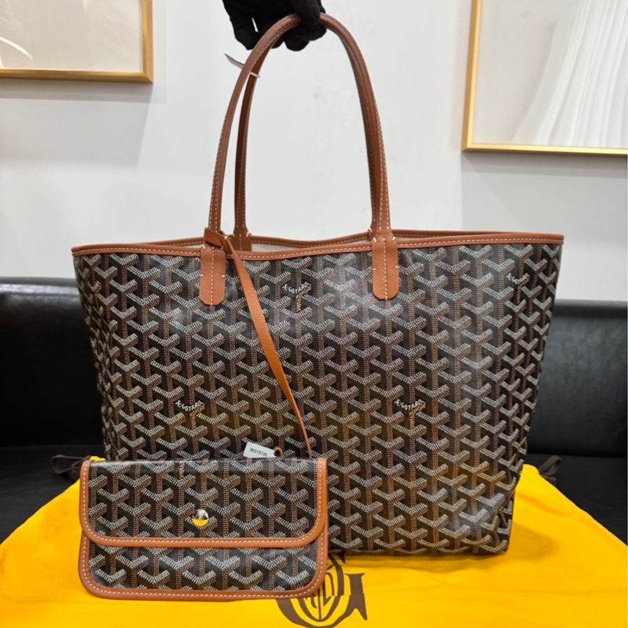 999新 Goyard 戈雅 焦糖托特 Goyardine 帆布 28 x 15 x 34-1
