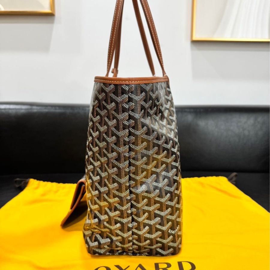 999新 Goyard 戈雅 焦糖托特 Goyardine 帆布 28 x 15 x 34-3