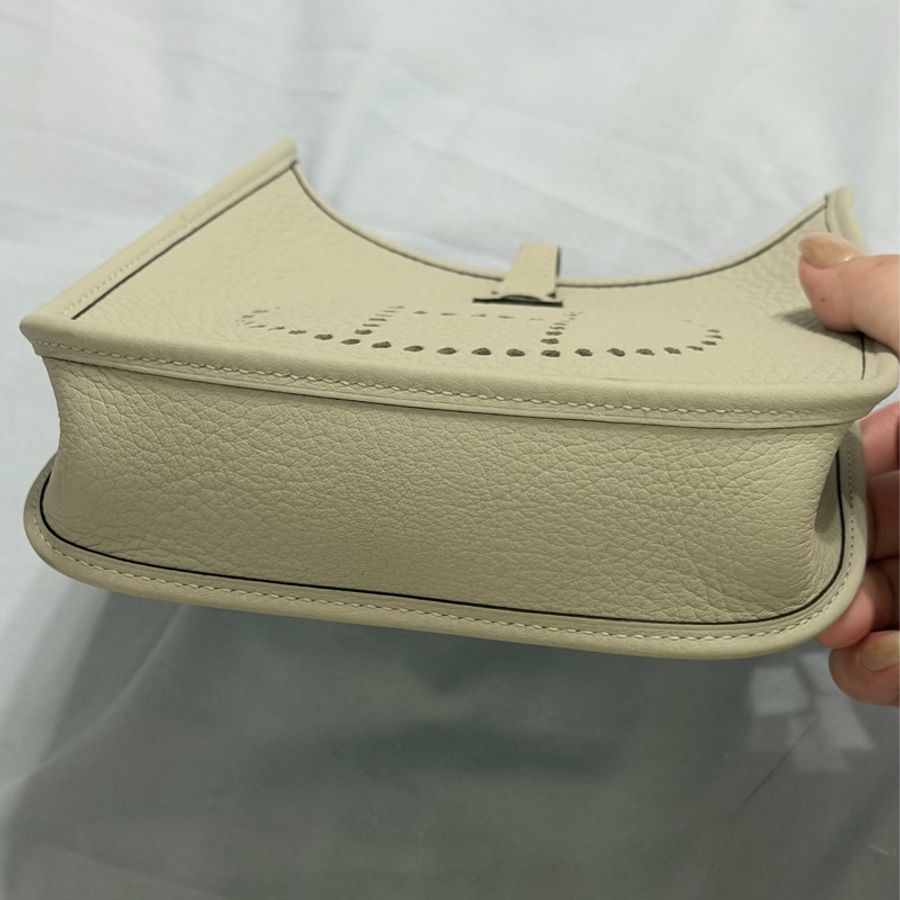 Hermès mini Evelyne 冰晶灰 銀扣B刻-4