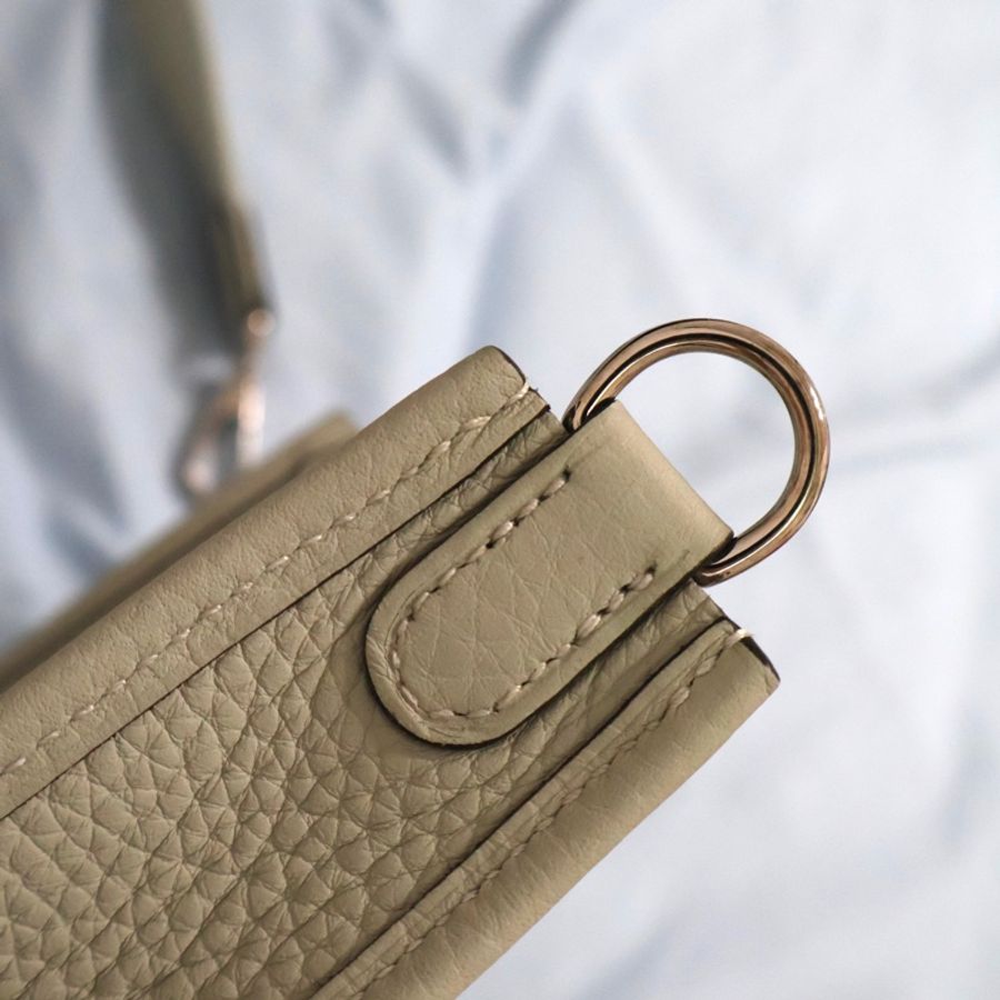 Hermès mini Evelyne 冰晶灰 銀扣B刻-11