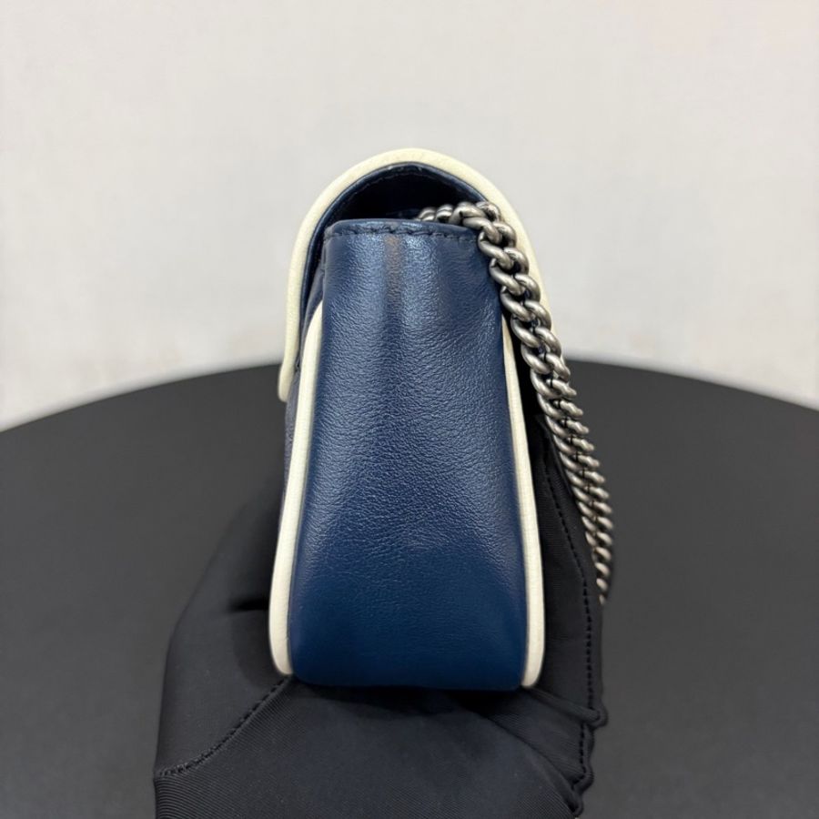 Gucci/古馳 藍白色馬蒙mini斜挎包-3