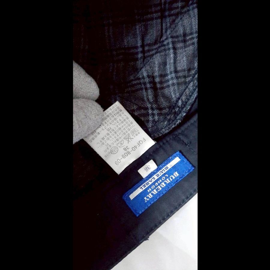 絕版BURBERRY博柏利 BLUE LABEL 藍標 戰馬 女黑色多口袋拉鍊褲管彈性休閒長褲38號-7