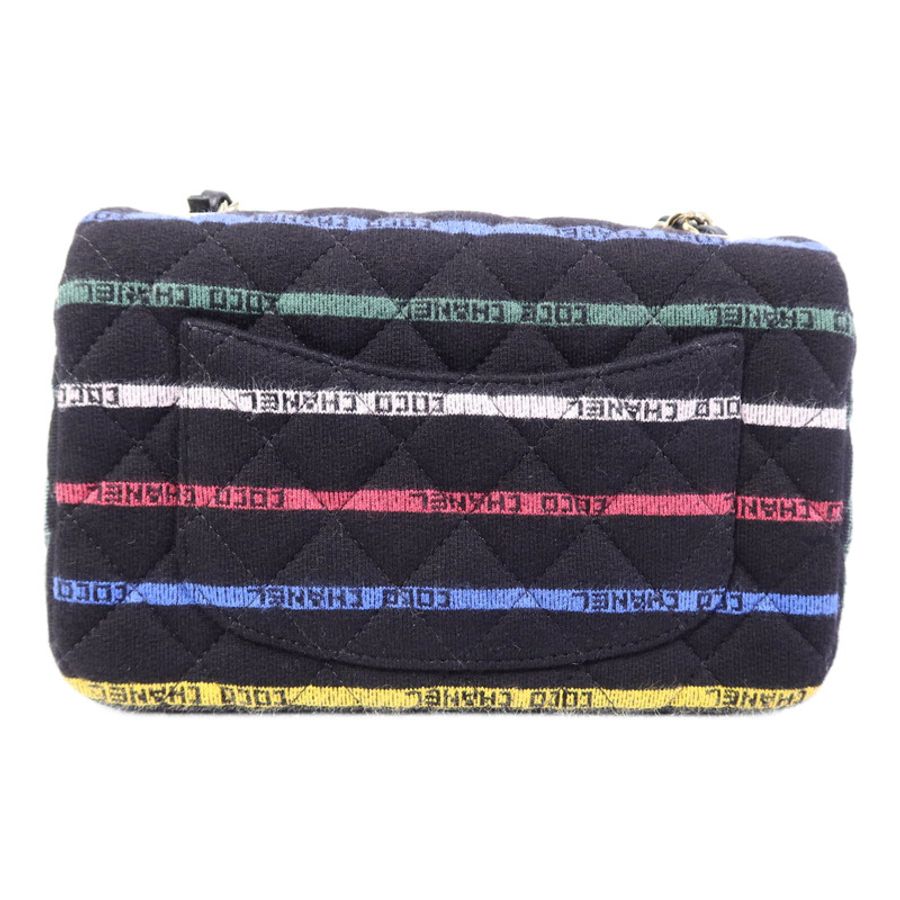 CHANEL 布料Jersey Logo Mini Stripe鏈帶肩背袋-1