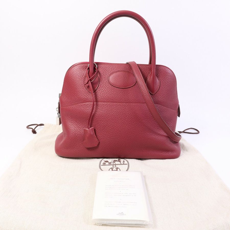 HERMES Clemence皮革Bolide 31手挽袋Rubis-9