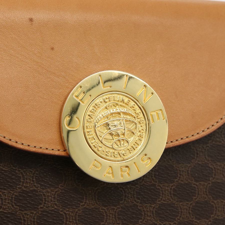 【日本直送】CELINE Macadam帆布Medallion手提包 PVC皮革 棕色 金色 正品 176759A-17