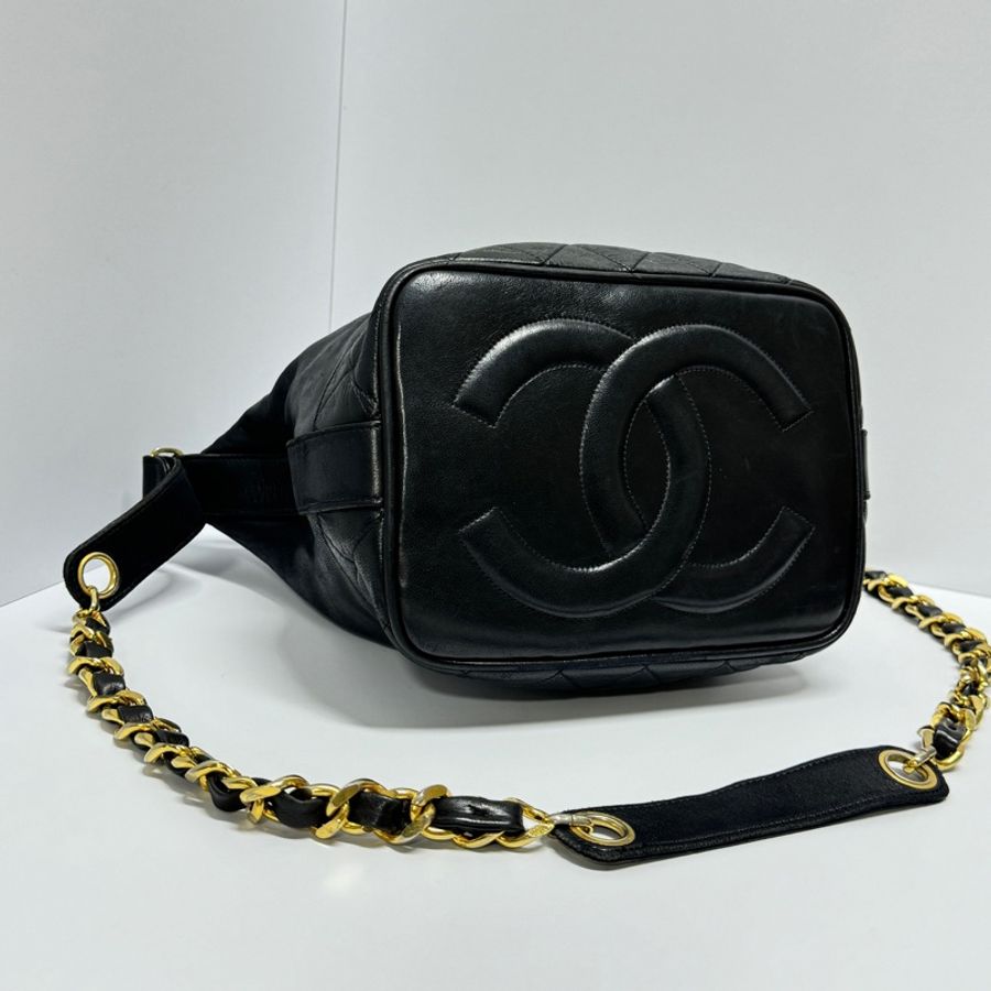 【極新🎁】 Chanel 黑金羊皮 水桶包 (專櫃223,000)-11