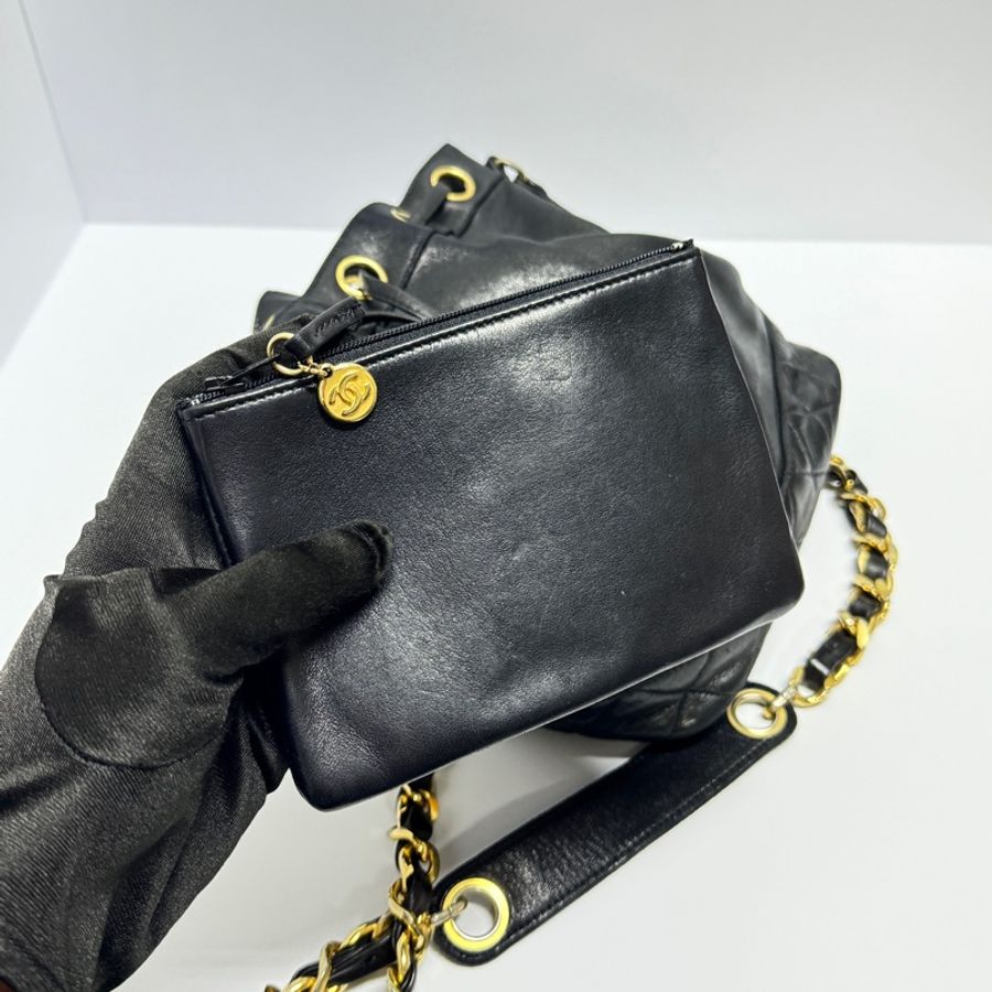 【極新🎁】 Chanel 黑金羊皮 水桶包 (專櫃223,000)-22
