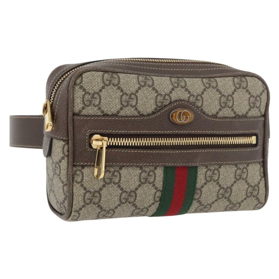 【日本直送】GUCCI GG Supreme Web Sherry Line 腰包 PVC 米色 金色 517076 正品 175059SAM-0