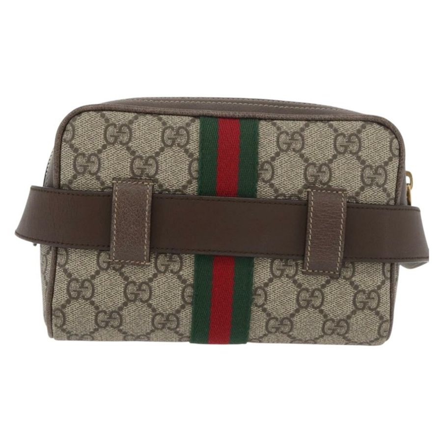 【日本直送】GUCCI GG Supreme Web Sherry Line 腰包 PVC 米色 金色 517076 正品 175059SAM-1
