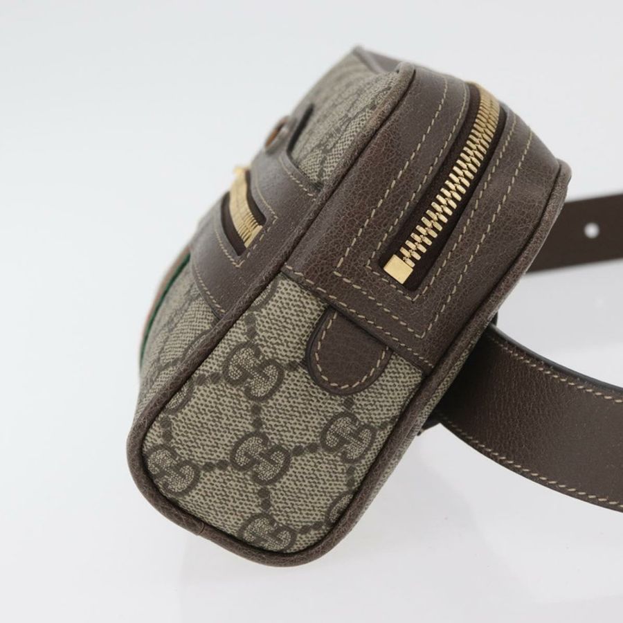 【日本直送】GUCCI GG Supreme Web Sherry Line 腰包 PVC 米色 金色 517076 正品 175059SAM-2