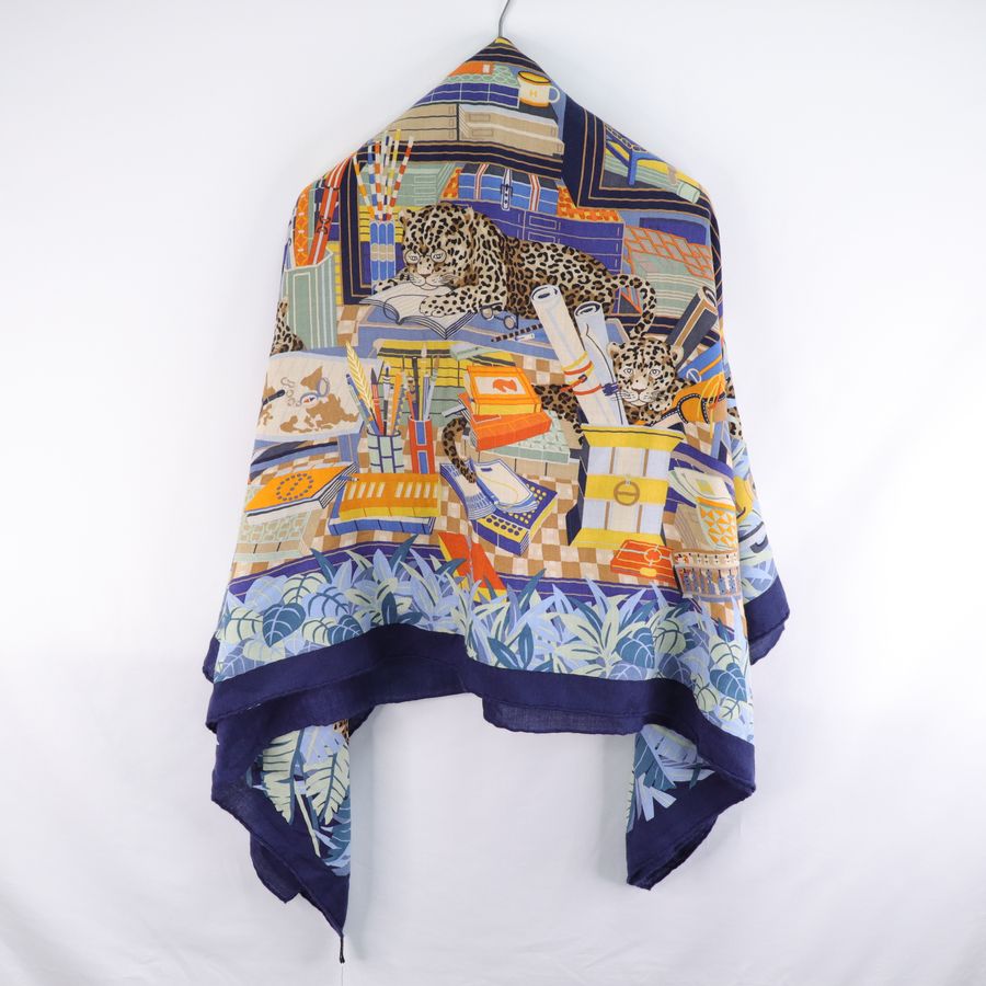 Hermès 愛馬仕 十二花豹 絲巾 披肩-1
