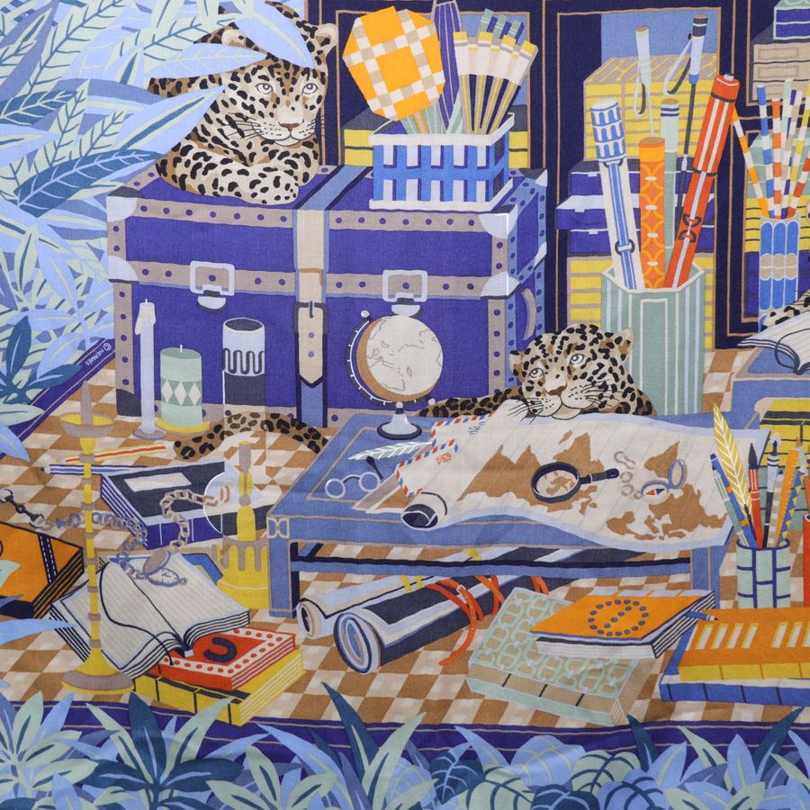 Hermès 愛馬仕 十二花豹 絲巾 披肩-5