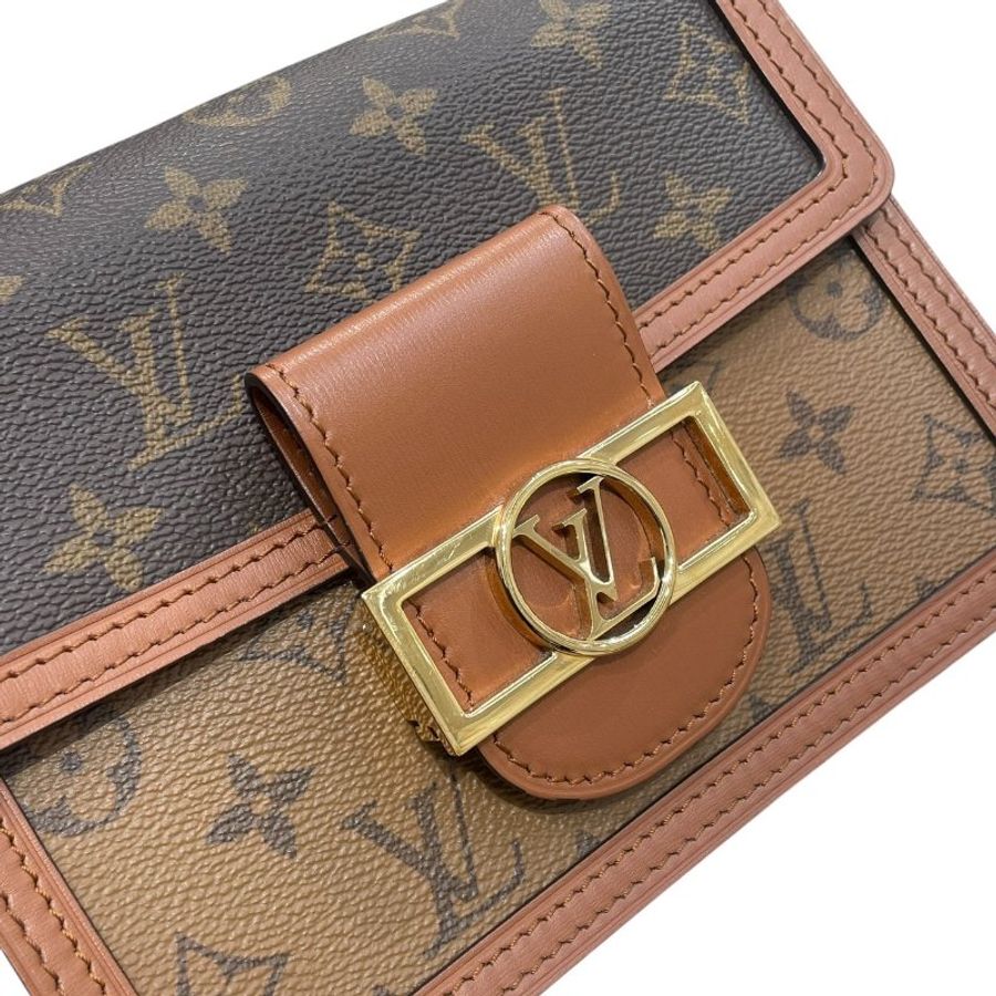 LOUIS VUITTON 路易威登 M45959 MINI DAUPHINE 達芙妮肩背包 PVC帆布 老花 棕色 金釦-11