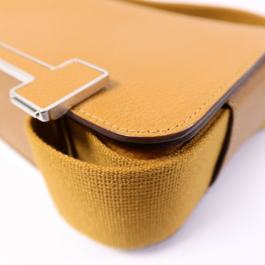HERMES Chevre皮革Geta肩背袋Caramel-10