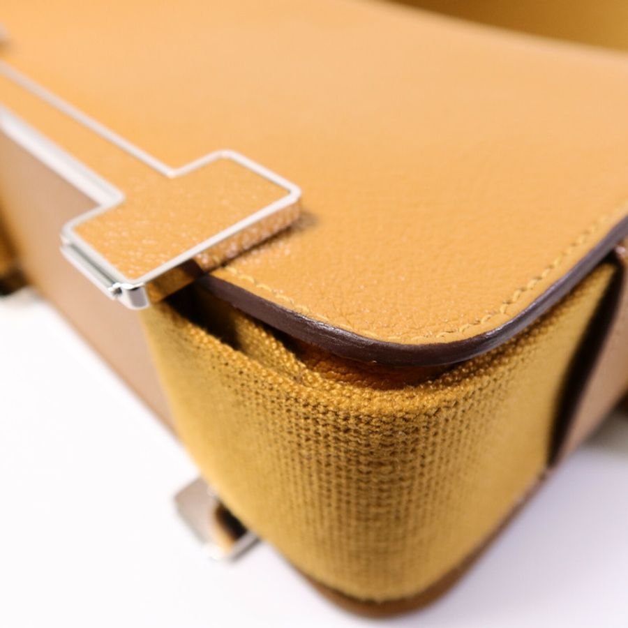 HERMES Chevre皮革Geta肩背袋Caramel-12