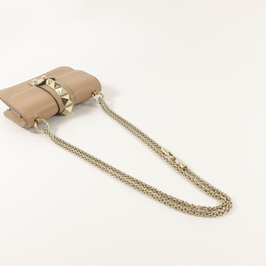Valentino 牛皮皮革Rockstud Glam Lock Flap Bag鏈帶肩背袋-8